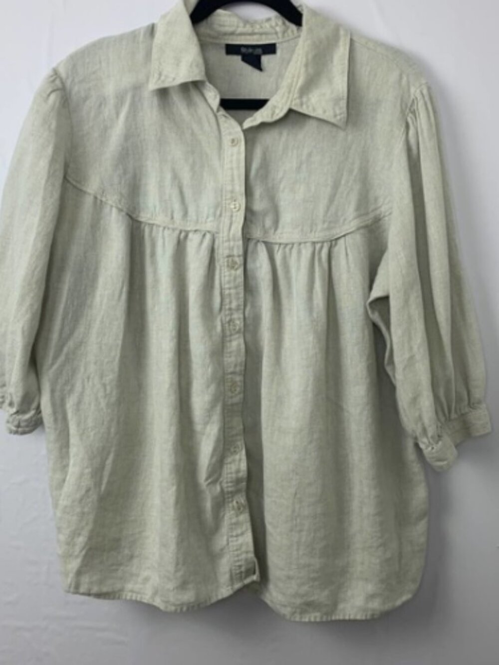 Style & Co 100% Linen Buttoned 3/4 Blouse